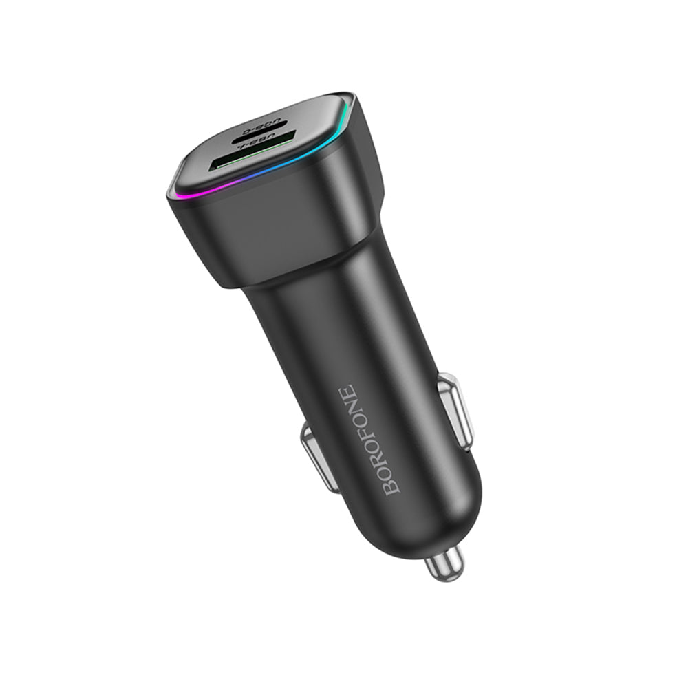 Autolaturi Borofone BZ28A Trophie, 30W, 3A, 1 x USB-A - 1 x USB-C, Musta