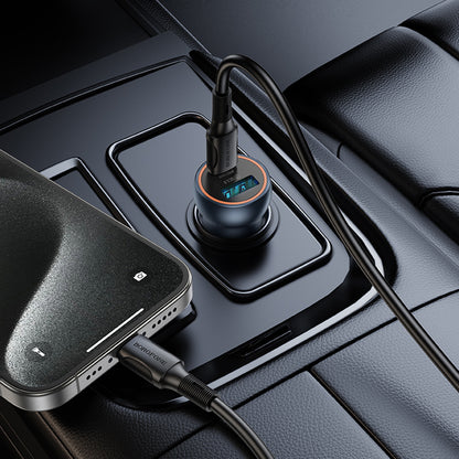 Autojen laturi Borofone BZ32A Fresh, 30W, 3A, 1 x USB-A - 1 x USB-C, Harmaa