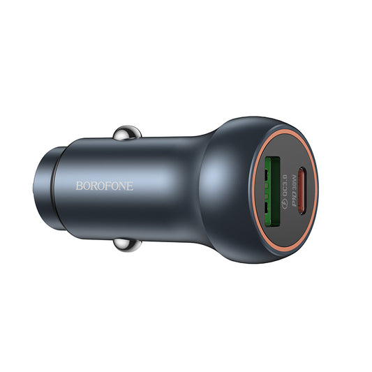 Borofone BZ32B Fresh Car Charger, 48W, 3A, 1 x USB-A - 1 x USB-C, Grey