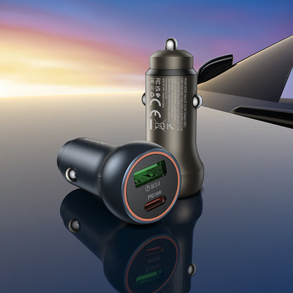 Autolaturi Borofone BZ32B Fresh, 48W, 3A, 1 x USB-A - 1 x USB-C, Harmaa