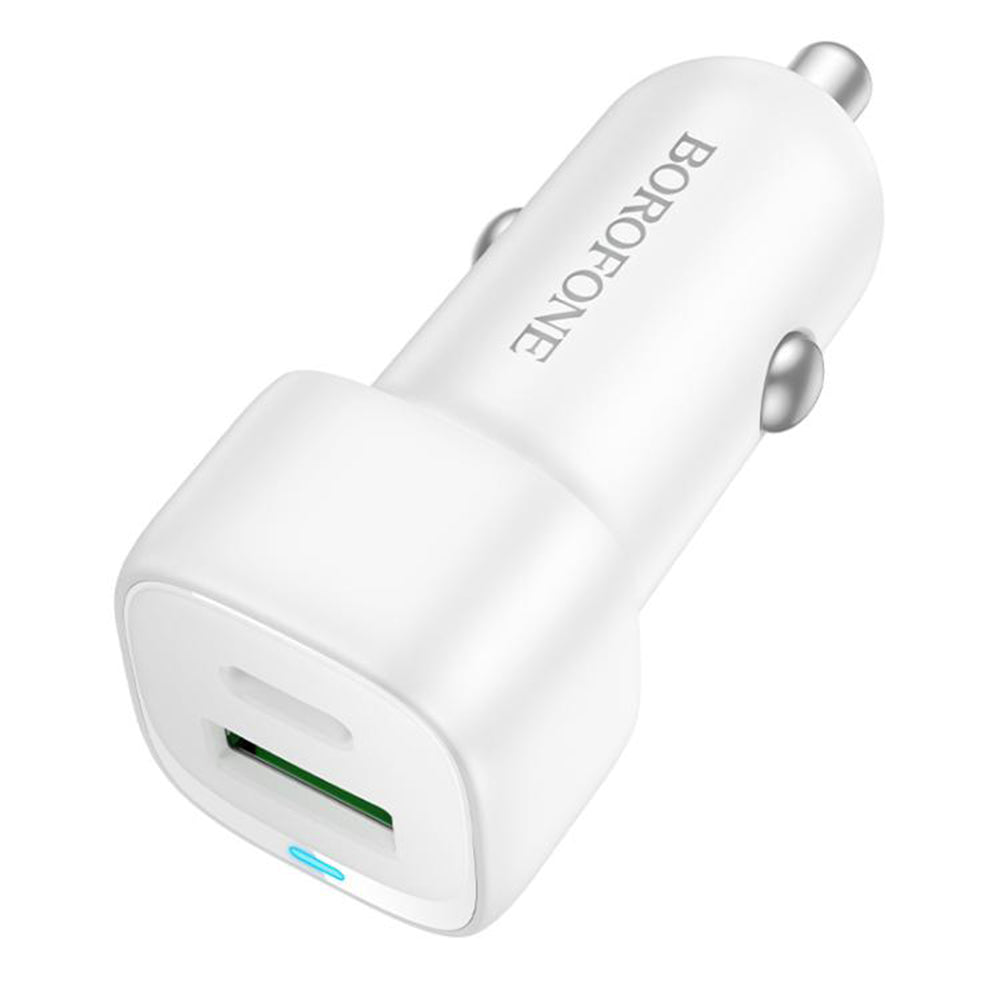 Autolaturi Borofone BZ34B Cloud, 20W, 3A, 1 x USB-A - 1 x USB-C, Valkoinen