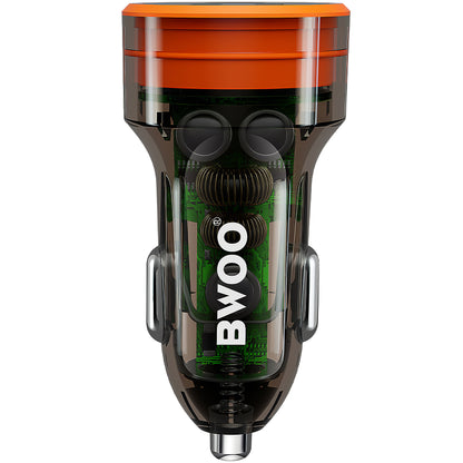 Car Charger BWOO BO-CC85, 38W, 3A, 1 x USB-A - 1 x USB-C, Black 