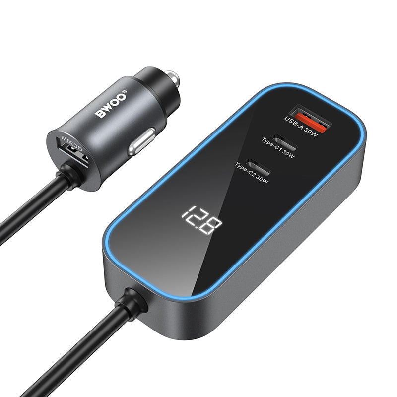 BWOO CC107 Autolaturi, 120W, 3A, 2 x USB-A - 2 x USB-C, Musta