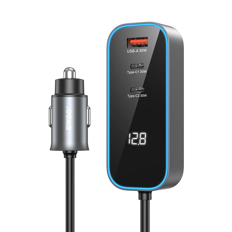 BWOO CC107 Autolaturi, 120W, 3A, 2 x USB-A - 2 x USB-C, Musta
