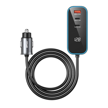BWOO CC107 Autolaturi, 120W, 3A, 2 x USB-A - 2 x USB-C, Musta