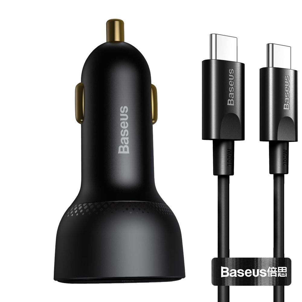 Auto USB-C -kaapelin Baseus Superme -laturi, 100W, 5A, 1 x USB-A - 1 x USB-C, Musta TZCCZX-01