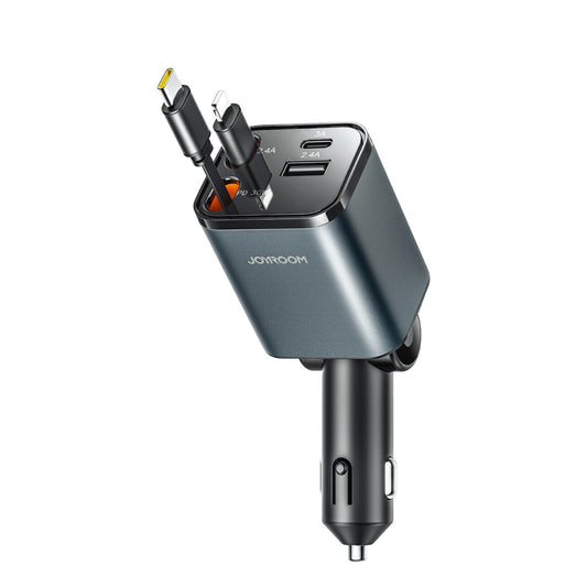 Autolaturi USB-C / Lightning-kaapelilla Joyroom JR-CCL05, 30W, 3A, 1 x USB-A - 1 x USB-C, Harmaa