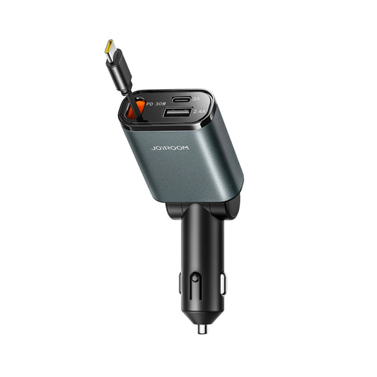 Autolaturi USB-C-kaapelilla Joyroom JR-CCL07, 30W, 3A, 1 x USB-A - 1 x USB-C, Harmaa