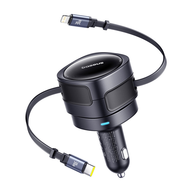 Autojen laturi USB-C / Lightning-kaapelilla Baseus Enjoyment Max, 60W, 3A, Musta C00035507121-00