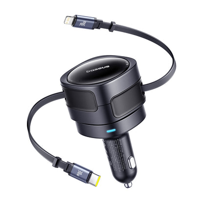 Autojen laturi USB-C / Lightning-kaapelilla Baseus Enjoyment Max, 60W, 3A, Musta C00035507121-00