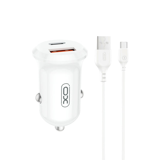 Autolaturi USB-C-kaapelilla XO Design CC69, 30W, 3A, 1 x USB-A - 1 x USB-C, Valkoinen