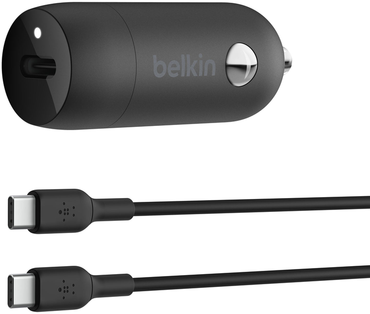 Belkin BoostCharge USB-C-kaapelilla varustettu autolaturi, 30W, 3A, 1 x USB-C, musta CCA004bt1MBK-B6