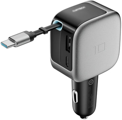 Autolaturi USB-C-kaapelilla Cuktech CC903P Näyttö, 100W, 5A, 1 x USB-A - 1 x USB-C, Harmaa