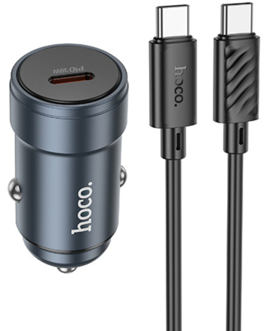 Autolaturi USB-C-kaapelilla HOCO Z57, 30W, 3A, 1 x USB-C, Harmaa