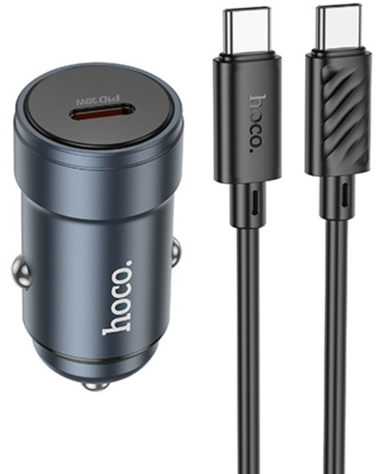 Autolaturi USB-C-kaapelilla HOCO Z57, 30W, 3A, 1 x USB-C, Harmaa