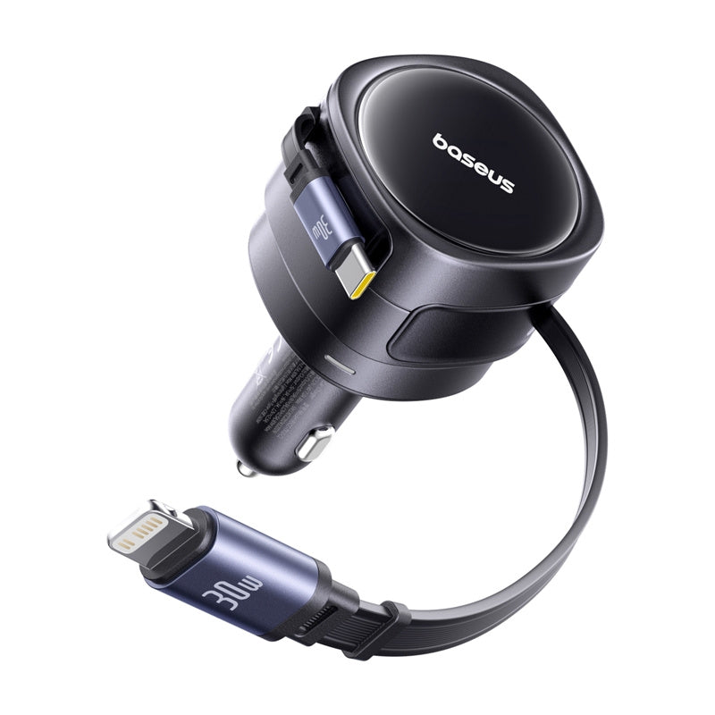 Autojen laturi USB-C / Lightning-kaapelilla Baseus Enjoyment Max, 60W, 3A, Musta C00035507121-00