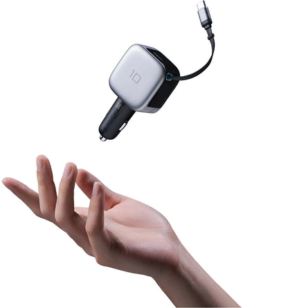 Autolaturi USB-C-kaapelilla Cuktech CC903P Näyttö, 100W, 5A, 1 x USB-A - 1 x USB-C, Harmaa