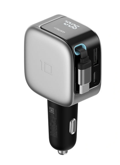Autolaturi USB-C-kaapelilla Cuktech CC903P Näyttö, 100W, 5A, 1 x USB-A - 1 x USB-C, Harmaa