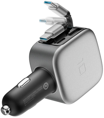 Autolaturi USB-C-kaapelilla Cuktech CC903P Näyttö, 100W, 5A, 1 x USB-A - 1 x USB-C, Harmaa