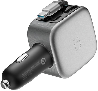 Autolaturi USB-C-kaapelilla Cuktech CC903P Näyttö, 100W, 5A, 1 x USB-A - 1 x USB-C, Harmaa