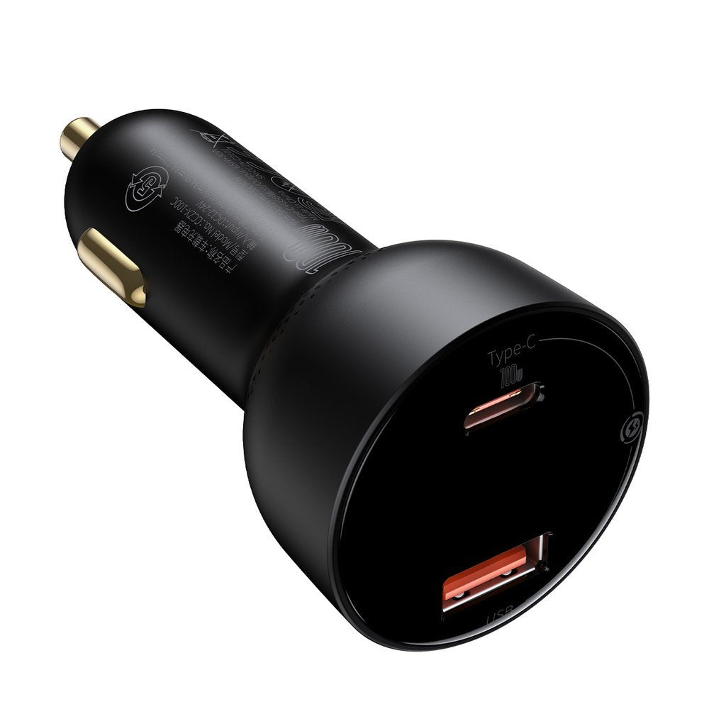 Auto USB-C -kaapelin Baseus Superme -laturi, 100W, 5A, 1 x USB-A - 1 x USB-C, Musta TZCCZX-01
