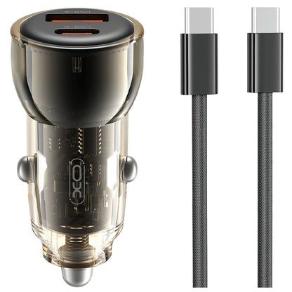 Autolaturi USB-C-kaapelilla XO Design CC60, 60W, 3A, 1 x USB-A - 1 x USB-C, Musta