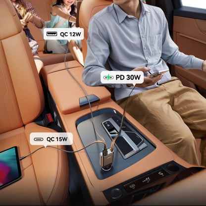 Autolaturi USB-C-kaapelilla Joyroom JR-CCL07, 30W, 3A, 1 x USB-A - 1 x USB-C, Harmaa