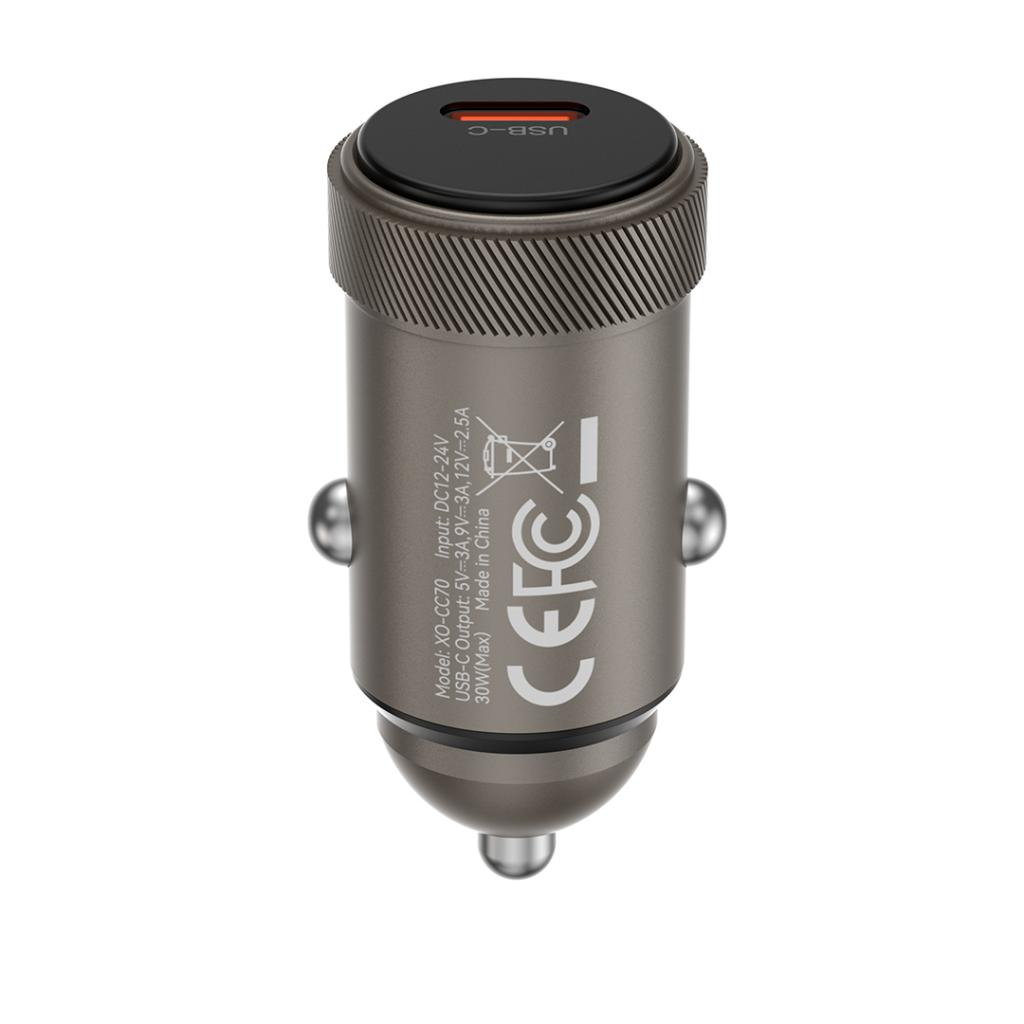 Autolaturi USB-C-kaapelilla XO Design CC70, 30W, 3A, 1 x USB-C, Musta