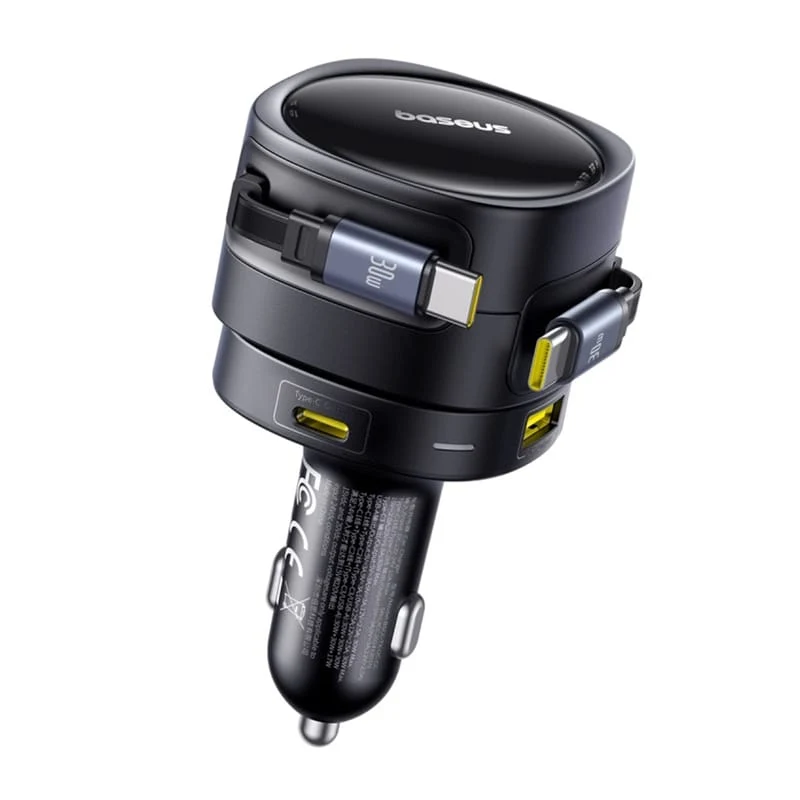Baseus Enjoyment Max -autolaturi USB-C-kaapelilla, 90 W, 1 x USB-A – 1 x USB-C, musta C00035507121-03