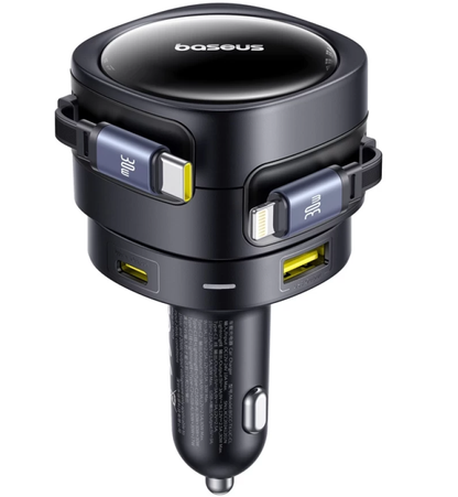 Baseus Enjoyment Max Car Charger with USB-C / Lightning Cable, 90W, 1 x USB-A - 1 x USB-C, Black C00035507121-02