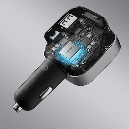 Autolaturi USB-C-kaapelilla Cuktech CC903P Näyttö, 100W, 5A, 1 x USB-A - 1 x USB-C, Harmaa