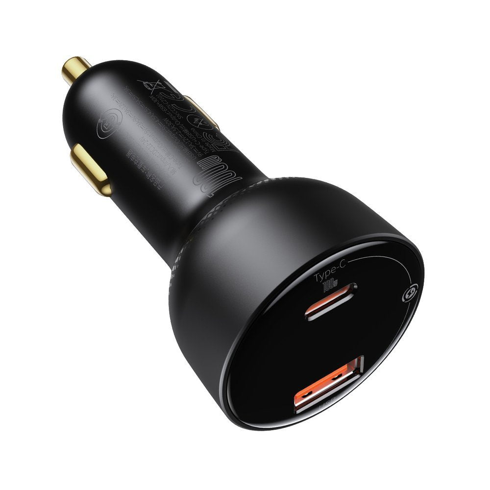 Auto USB-C -kaapelin Baseus Superme -laturi, 100W, 5A, 1 x USB-A - 1 x USB-C, Musta TZCCZX-01