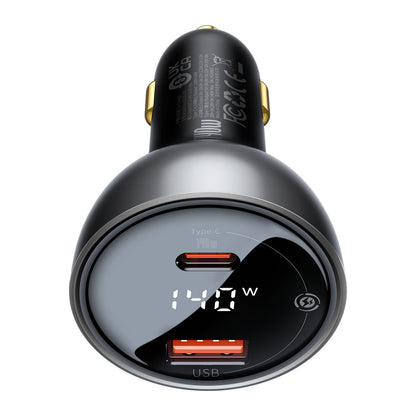 Baseus Autolaturi USB-C Kaapelilla, 140W, 5A, 1 x USB-A - 1 x USB-C, Musta CGZX070001