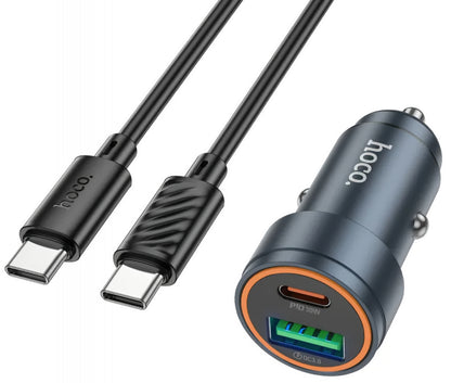 Autolaturi USB-C-kaapelilla HOCO Z57A, 30W, 3A, 1 x USB-A - 1 x USB-C, Harmaa