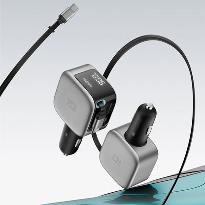 Autolaturi USB-C-kaapelilla Cuktech CC903P Näyttö, 100W, 5A, 1 x USB-A - 1 x USB-C, Harmaa