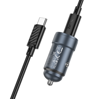 Autolaturi USB-C-kaapelilla HOCO Z57, 30W, 3A, 1 x USB-C, Harmaa