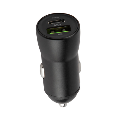 Autolaturi Lightning-kaapelilla MaXlife MXCC-04, 20W, 3A, 1 x USB-A - 1 x USB-C, Musta