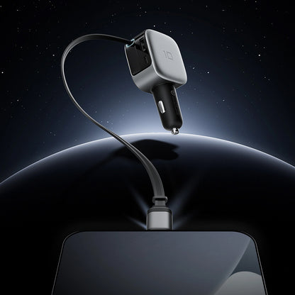 Autolaturi USB-C-kaapelilla Cuktech CC903P Näyttö, 100W, 5A, 1 x USB-A - 1 x USB-C, Harmaa