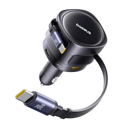 Baseus Enjoyment Max -autolaturi USB-C-kaapelilla, 90 W, 1 x USB-A – 1 x USB-C, musta C00035507121-03