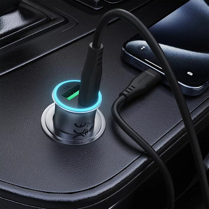 Acefast B16 Car Charger with USB-C Cable, 95W, 3.25A, 1 x USB-A - 1 x USB-C, Gray