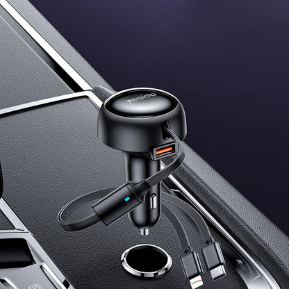 Autolaturi USB-C / Lightning Yesido Y61, 53W, 3A, 1 x USB-A, Musta