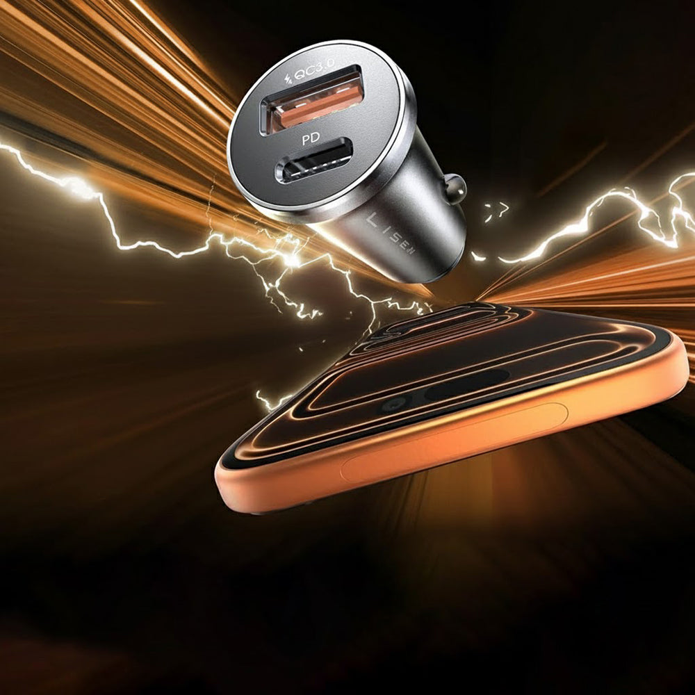 Autolaturi USB-C-kaapelilla Lisen, 51W, 3A, 1 x USB-A - 1 x USB-C, Tummansininen YL0223080047