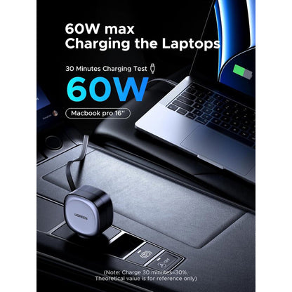 Autolaturi USB-C-kaapelilla UGREEN EC601, 75W, 3A, 1 x USB-A - 1 x USB-C, Harmaa