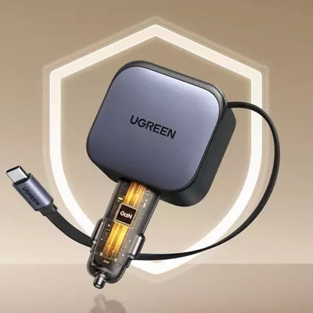 Autolaturi USB-C-kaapelilla UGREEN EC603, 90W, 3A, 1 x USB-A - 1 x USB-C, Harmaa
