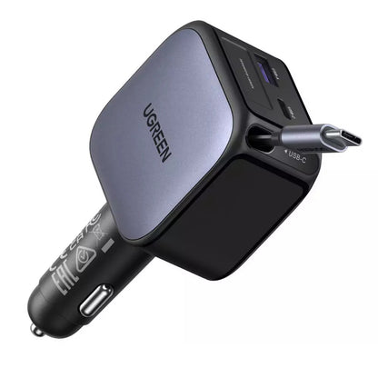 Autolaturi USB-C-kaapelilla UGREEN EC603, 90W, 3A, 1 x USB-A - 1 x USB-C, Harmaa