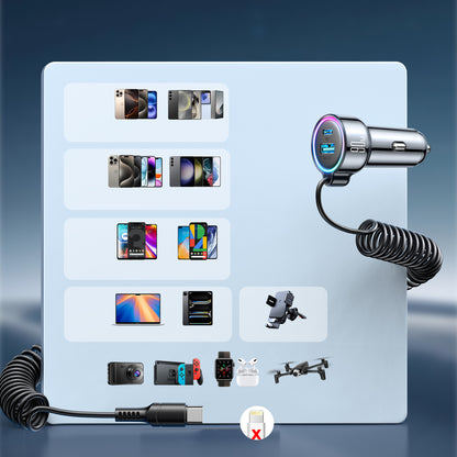 Autolaturi USB-C-kaapelilla Joyroom JR-CL07, 90W, 3A, 1 x USB-A - 1 x USB-C, Musta