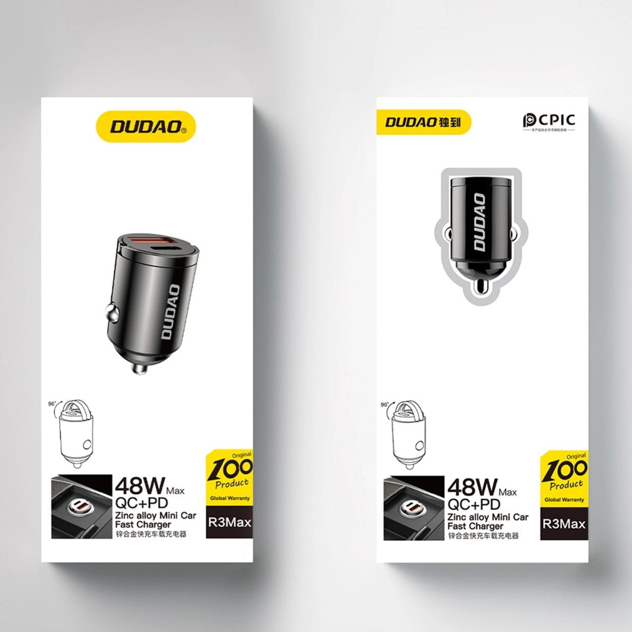 Dudao R3MAX Autolaturi, 48W, 3A, 1 x USB-A - 1 x USB-C, Musta
