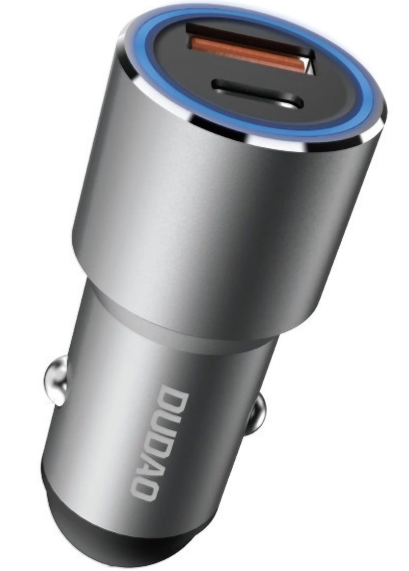 Dudao R4PQ NM autolaturi, 22,5W, 3A, 1 x USB-A - 1 x USB-C, harmaa