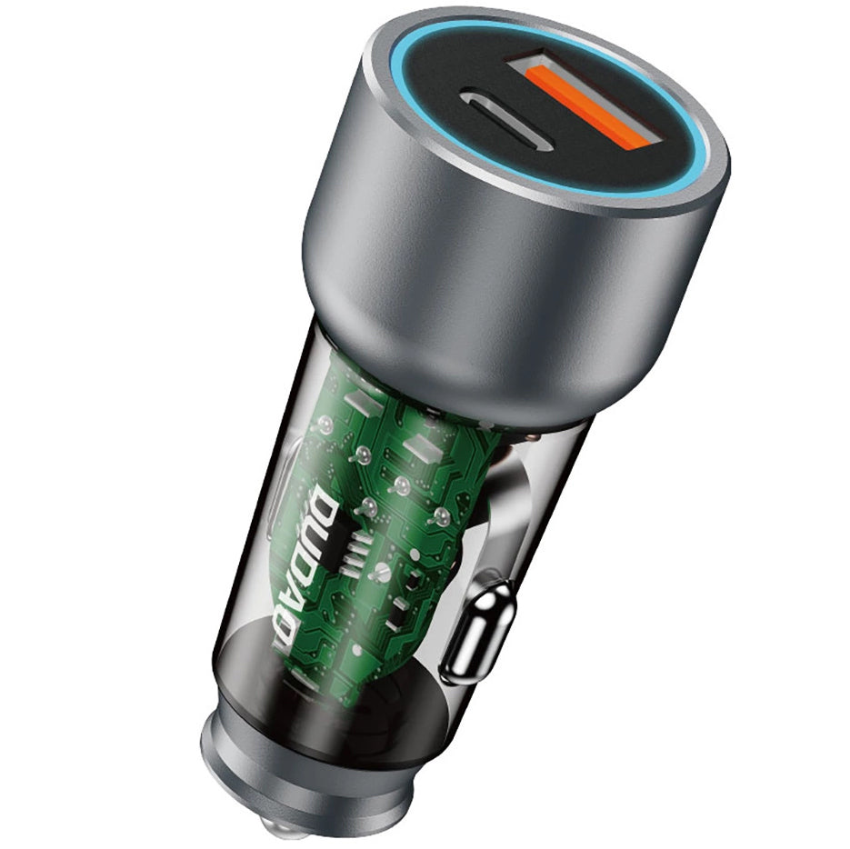 Autolaturi Dudao R4T, 30W, 3A, 1 x USB-A - 1 x USB-C, harmaa 