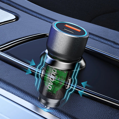 Autolaturi Dudao R4T, 30W, 3A, 1 x USB-A - 1 x USB-C, harmaa 